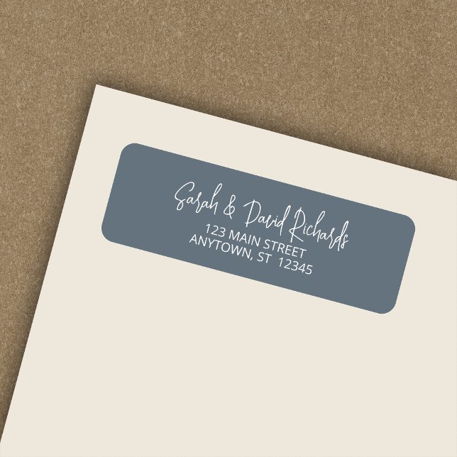 Modern Calligraphic Dusty Blue Return Address Label (Creator Uploaded)