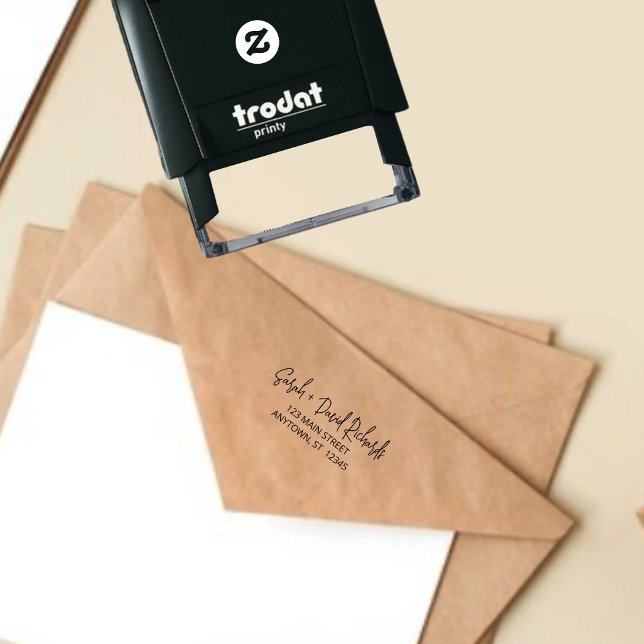 Modern Calligraphic Hand Script Return Address Self-inking Stamp (Creator Uploaded)