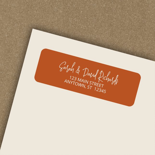 Modern Calligraphic Pumpkin Orange Return Address Label (Creator Uploaded)