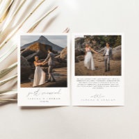 Modern Calligraphy 2 Photo Just Married Wedding Announcement