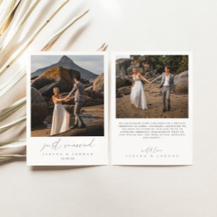 Modern Calligraphy 2 Photo Just Married Wedding Announcement