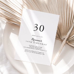 Modern Calligraphy 30th Birthday Party Invitation