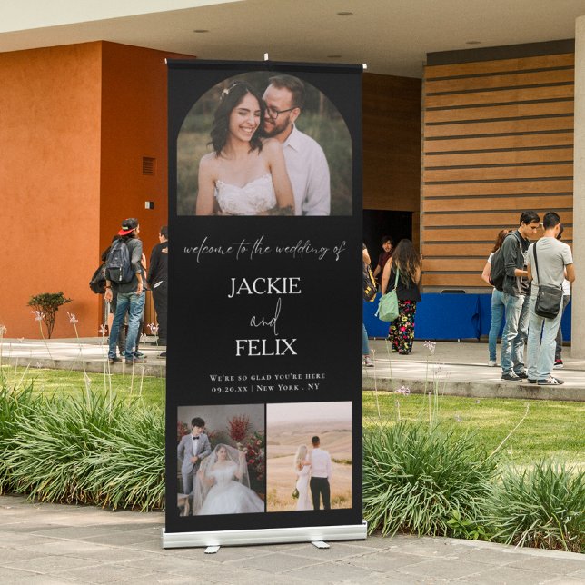 Modern Calligraphy 3 Custom Photo Wedding Retractable Banner (Creator Uploaded)