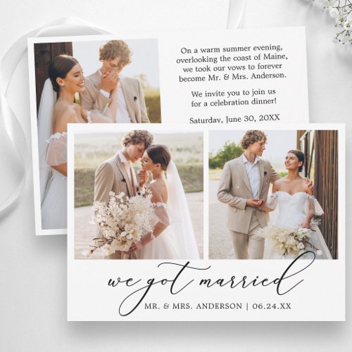 Modern Calligraphy 3 Photos Wedding After Party Announcement