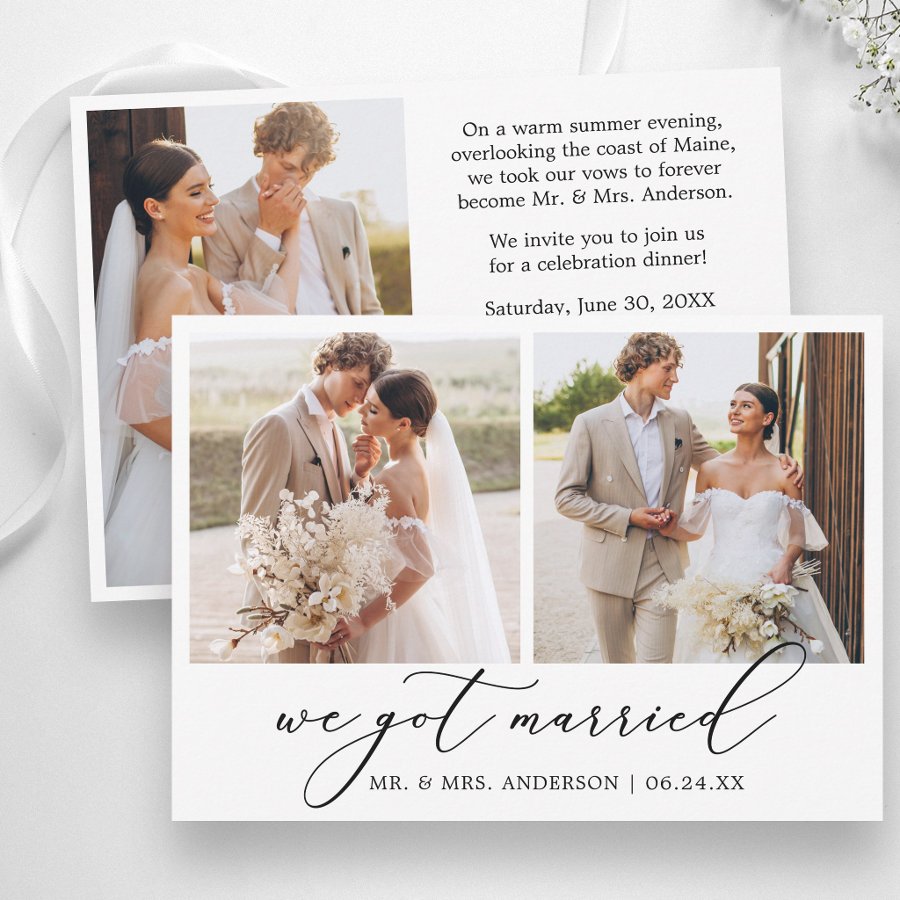 Modern Calligraphy 3 Photos Wedding After Party Announcement