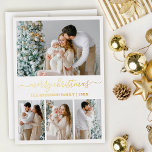 Modern Calligraphy 4 Photo Christmas Gold Foil Holiday Card<br><div class="desc">Modern Calligraphy Script 4 Photo Christmas Gold Foil Holiday Card</div>