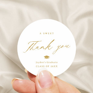 Modern Calligraphy A Sweet Thank You Graduation Classic Round Sticker
