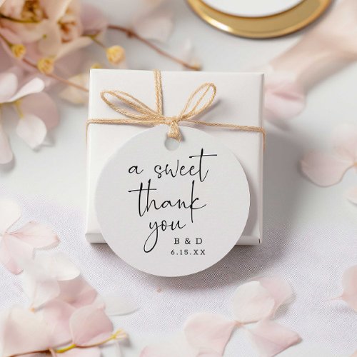 Modern Calligraphy A Sweet Thank You Wedding Favor Tags