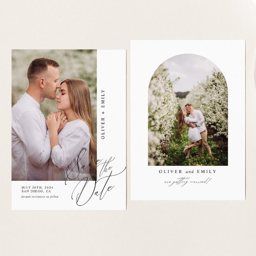 Modern Calligraphy Arch Photo Save the Date Invitation