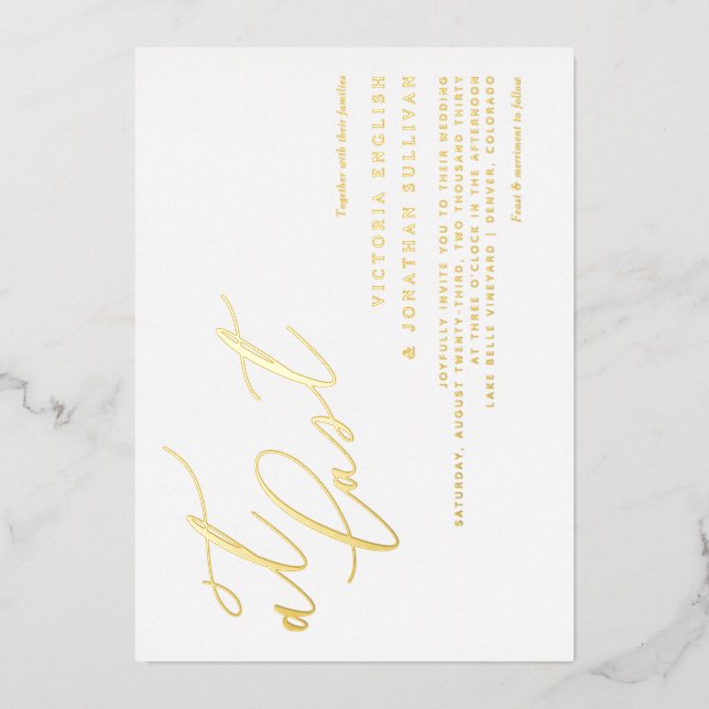 Modern Calligraphy At Last Wedding Foil Invitation (Front)