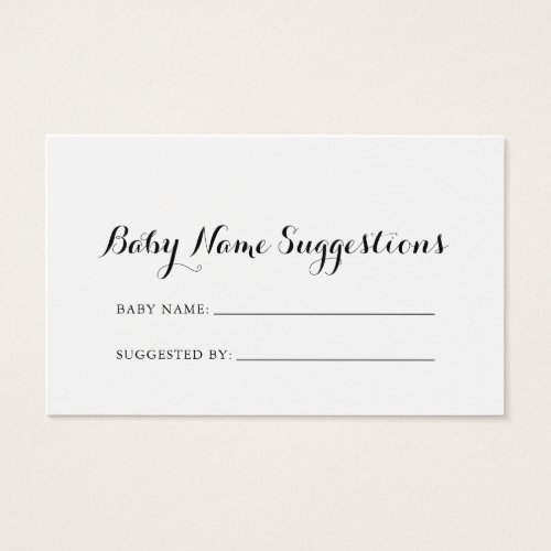 Modern Calligraphy Baby Name Suggestions Card