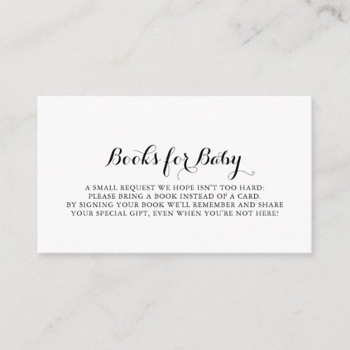 Modern Calligraphy Baby Shower Book Request Enclosure Card