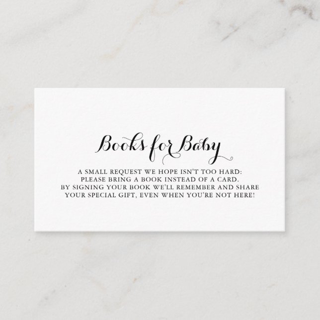 Modern Calligraphy Baby Shower Book Request Enclosure Card (Front)