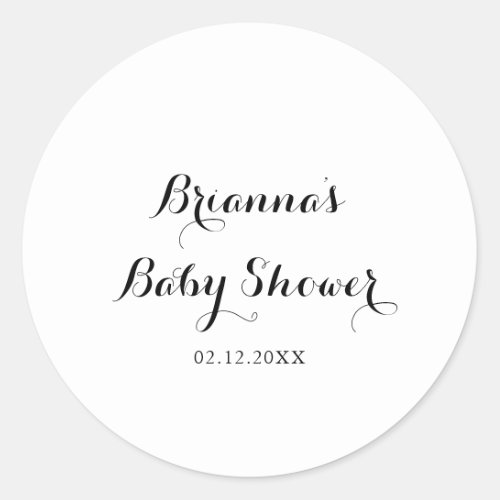 Modern Calligraphy Baby Shower Favor Classic Round Sticker