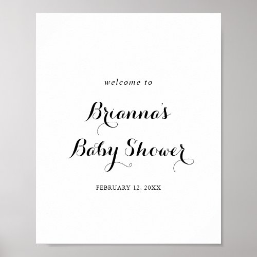 Modern Calligraphy Baby Shower Welcome Poster