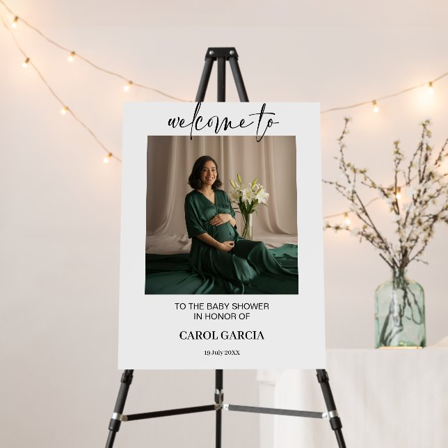 Modern Calligraphy Baby Shower | Welcome sign (In Situ (Stand))