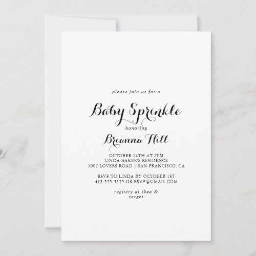 Modern Calligraphy Baby Sprinkle Invitation