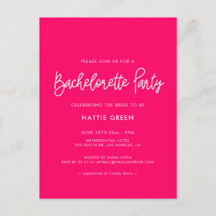 Modern calligraphy Bachelorette Party invitation Postcard