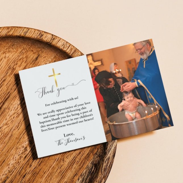 Modern calligraphy baptism thank you card (Creator Uploaded)