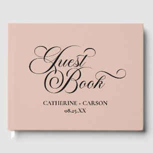 Modern Calligraphy Beige Wedding Guest Book