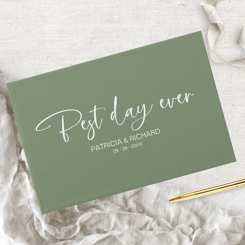 Modern Calligraphy Best Day Ever Wedding Guest Book