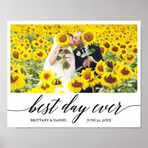 Modern Calligraphy Best Day Ever Wedding Poster