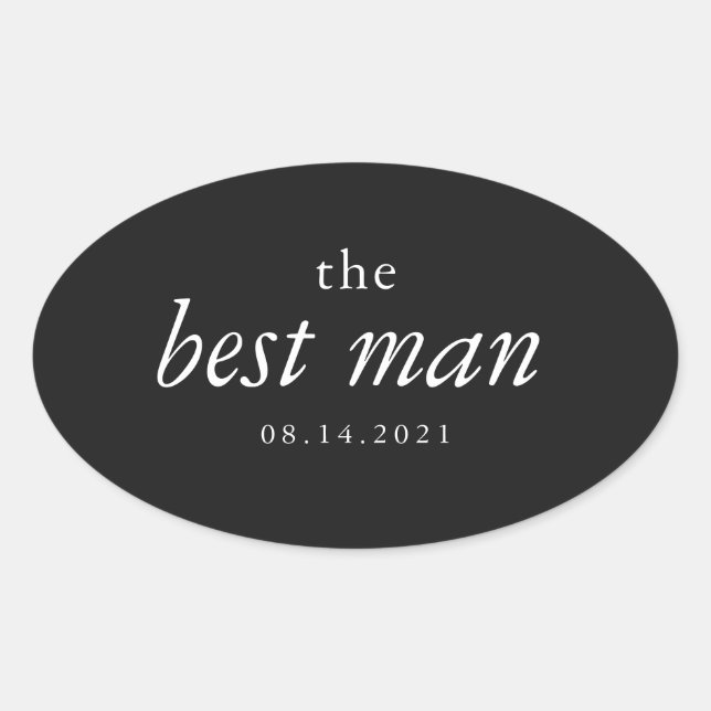 Modern Calligraphy Best Man Wedding Oval Sticker (Front)