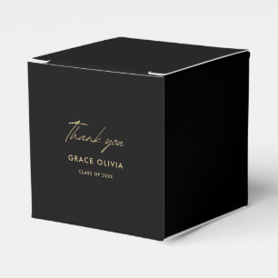 Modern Calligraphy Black and Gold Graduation Favor Boxes