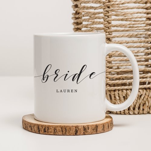 Modern Calligraphy Black and White Bride to be Coffee Mug