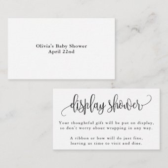 Modern Calligraphy Black and White Display Shower Enclosure Card | Zazzle