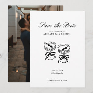 Modern Calligraphy Black and White Save the Date Invitation
