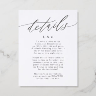 Modern Calligraphy Black and White Simple Wedding Letterpress Enclosure Card