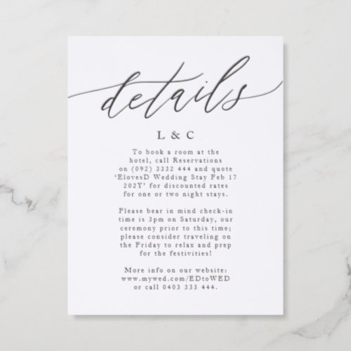 Modern Calligraphy Black and White Simple Wedding Letterpress Enclosure Card