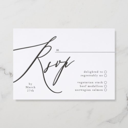 Modern Calligraphy Black and White Simple Wedding Letterpress RSVP Cards
