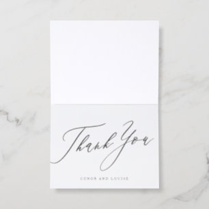 Modern Calligraphy Black and White Simple Wedding Letterpress Thank You Card