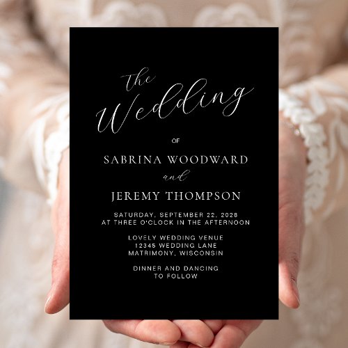 Modern Calligraphy Black and White Wedding Invite