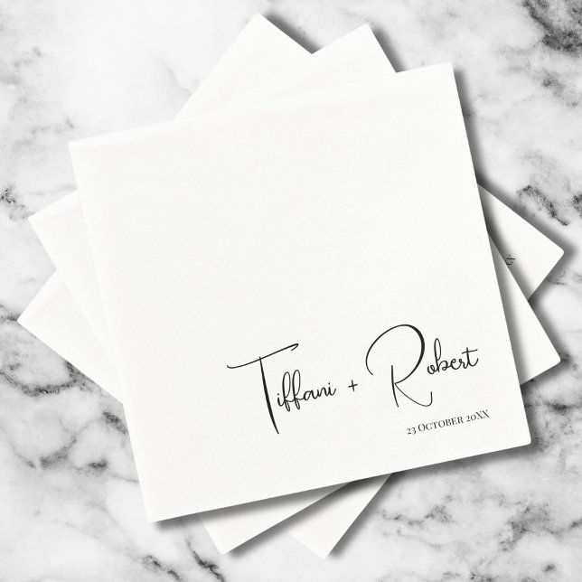 Modern Calligraphy Black and White Wedding  Napkins (Creator Uploaded)