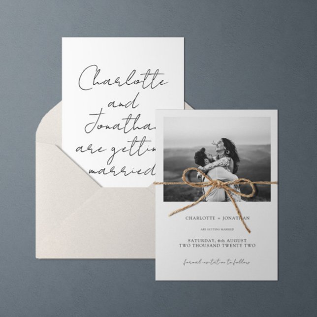 Modern Calligraphy Black and White Wedding Save The Date (Creator Uploaded)