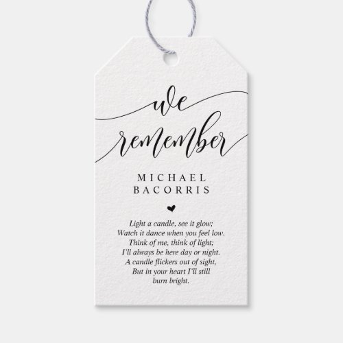 Modern Calligraphy Black Font Funeral Candle Gi Gift Tags