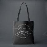 Modern calligraphy black Mother of the Bride Tote Bag<br><div class="desc">A timeless and elegant mother of the bride gift tote bag featuring refined calligraphy script on a classic background,  perfect for a formal and sophisticated wedding celebration. For customization or additional products featuring this design,  please feel free to contact me.</div>