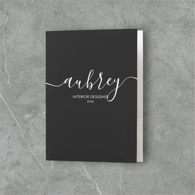 Modern Calligraphy Black Pocket Folder (Creator Uploaded)