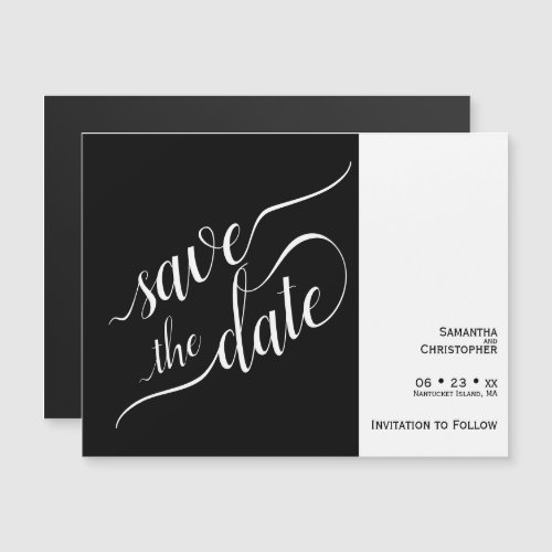 Modern Calligraphy Black Wedding Save the Date Magnetic Invitation