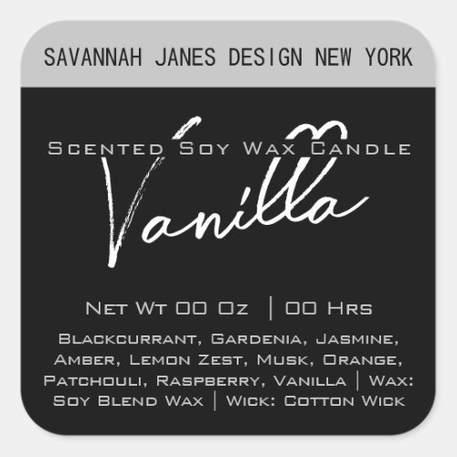 Modern Calligraphy Black  White Candle Labels