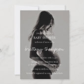 Modern Calligraphy Black White Photo Baby Shower Invitation (Front)