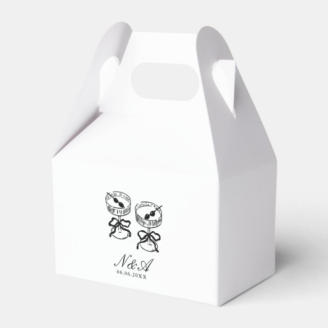 Modern Calligraphy Black & White Wedding Favor Boxes (Front Side)