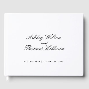 Modern Calligraphy Black White Wedding Guest Book