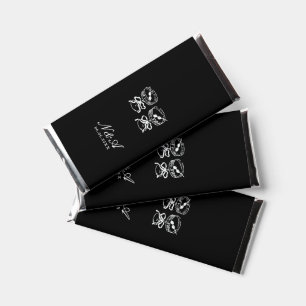 Modern Calligraphy Black & White Wedding Hershey Bar Favors