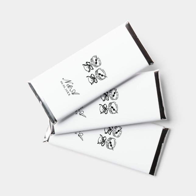 Modern Calligraphy Black & White Wedding Hershey Bar Favors (Front)