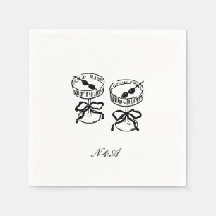 Modern Calligraphy Black White Wedding Napkins