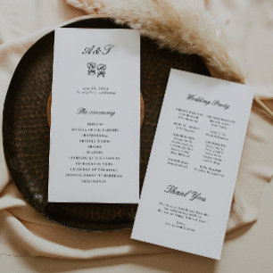 Modern Calligraphy Black & White Wedding Program